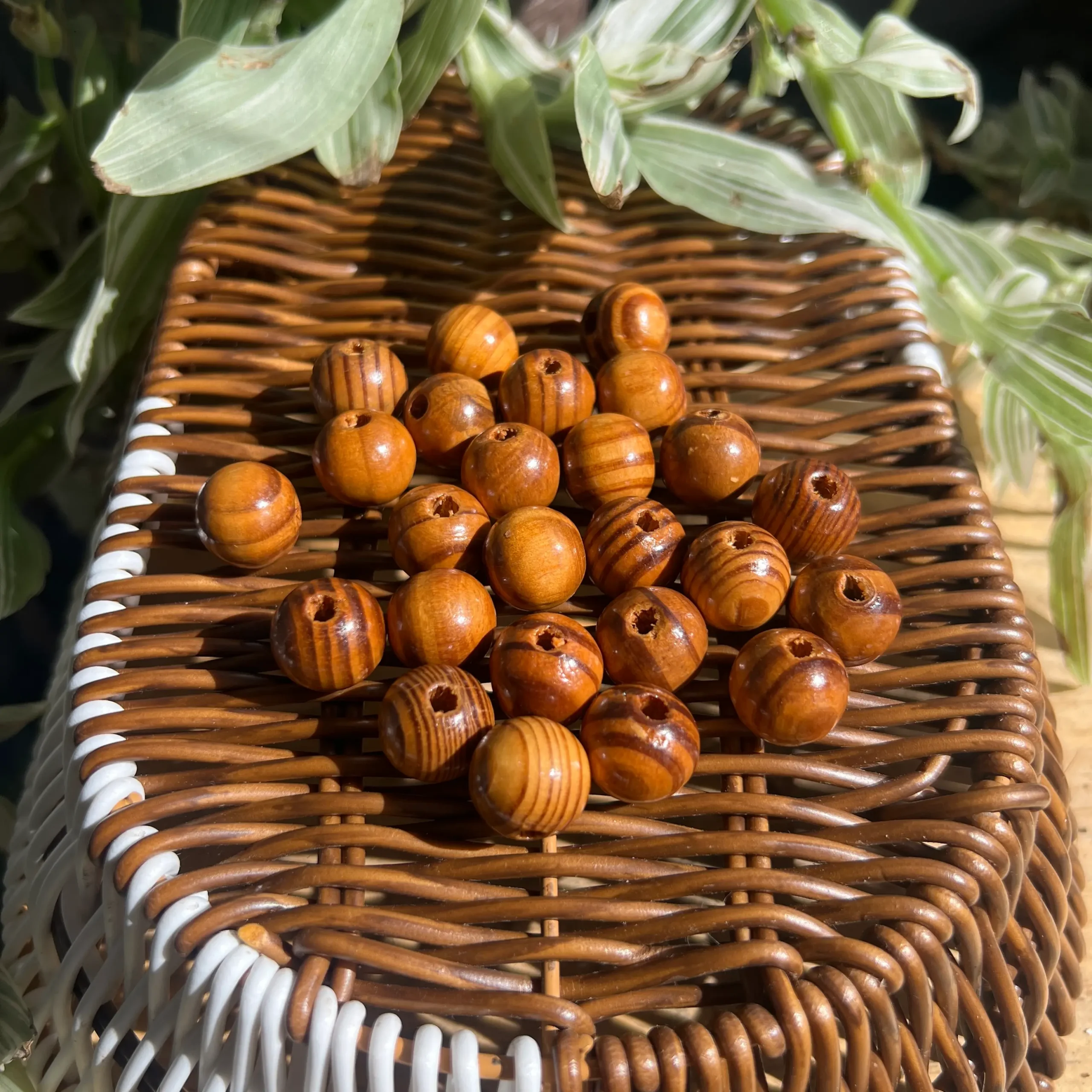 Lote de Cuentas de Madera de Pino Natural