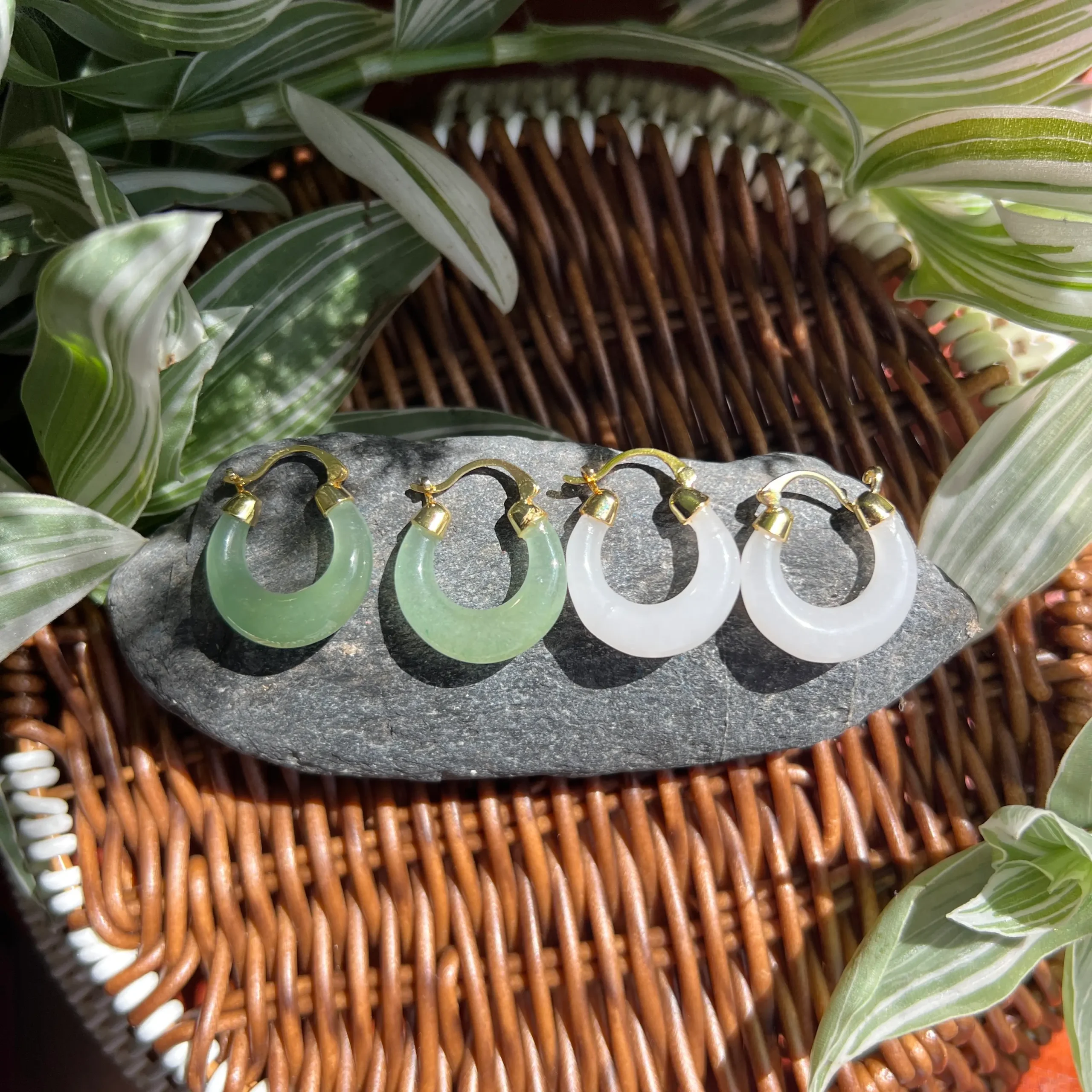 Pendientes de Jade blanco y verde
